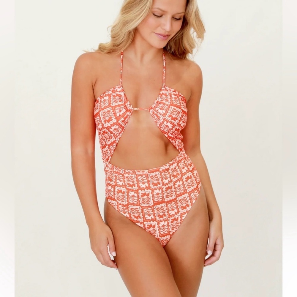 Citrine Carson One Piece Swim(Mandarin Stamps)